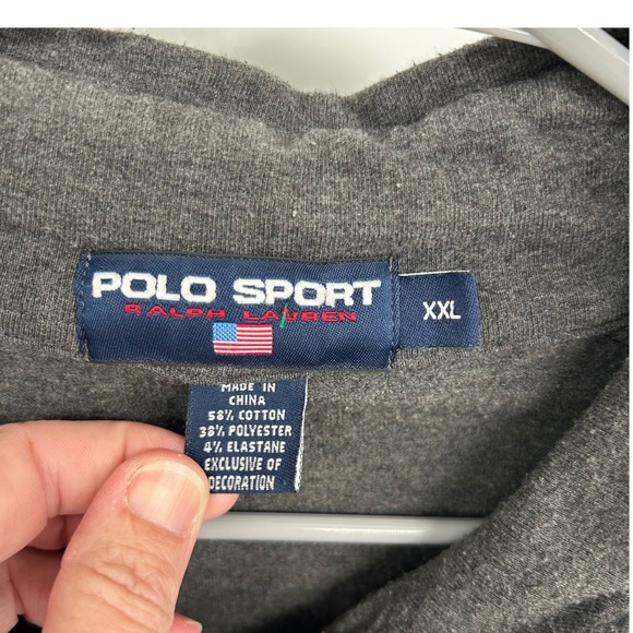 Polo Sport Ralph Lauren Mens Gray 1/4 Zip Sweatshirt  XXL Striped Sleeve - Picture 4 of 5